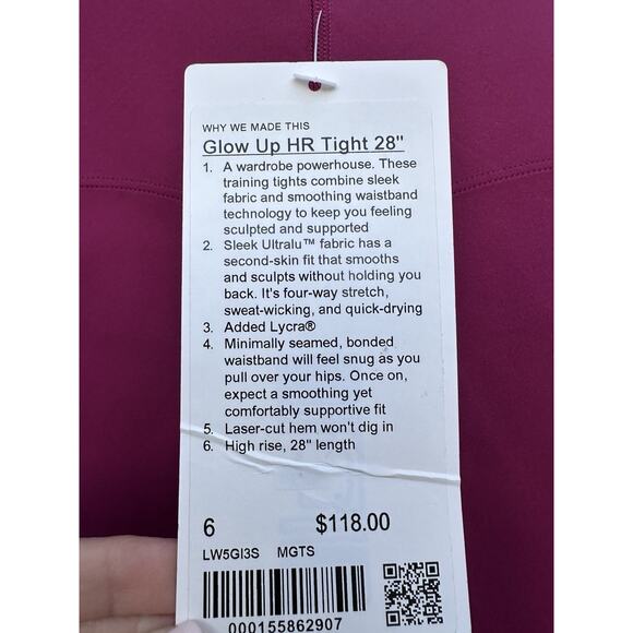 Lululemon Glow Up Super-High-Rise Tight 28" Magenta Smoke size 6 NWT - Picture 8 of 11
